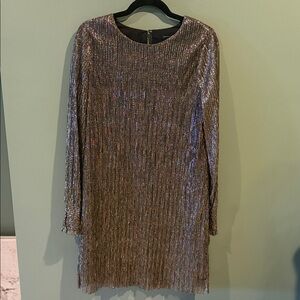 Elegant Metallic Long Sleeve Dress
